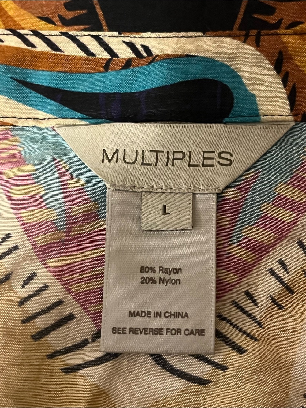 Multiples Tropical Multicolor Button-Front Blouse - Picture 4 of 7